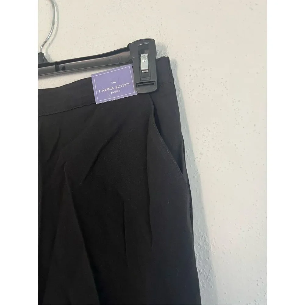 Laura Scott Woman Black Poly Pull On Pant Full Length, Size 10PS
